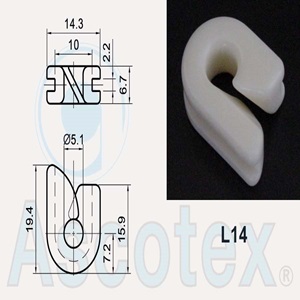 Móc Sứ Ceramic dẫn hướng Ascotex Double Hook Guides L14